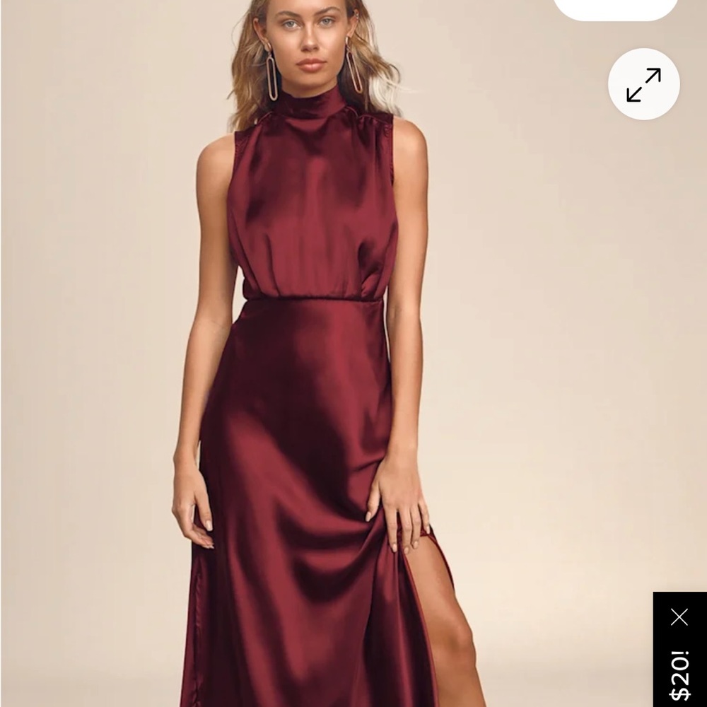 Lulu's Deep Red Satin Maxi Dress